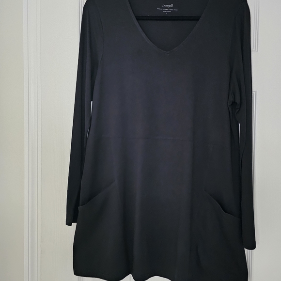 J.Jill V Neck Tunic with Pockets-Large Black - Picture 1 of 4
